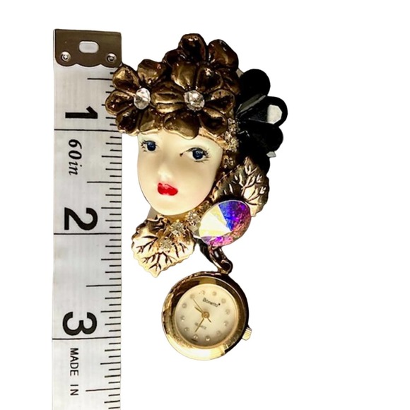 Vintage Fashion, Dangling Bonetto Pendant Watch with Mother of Pearl watch face - Picture 2 of 4